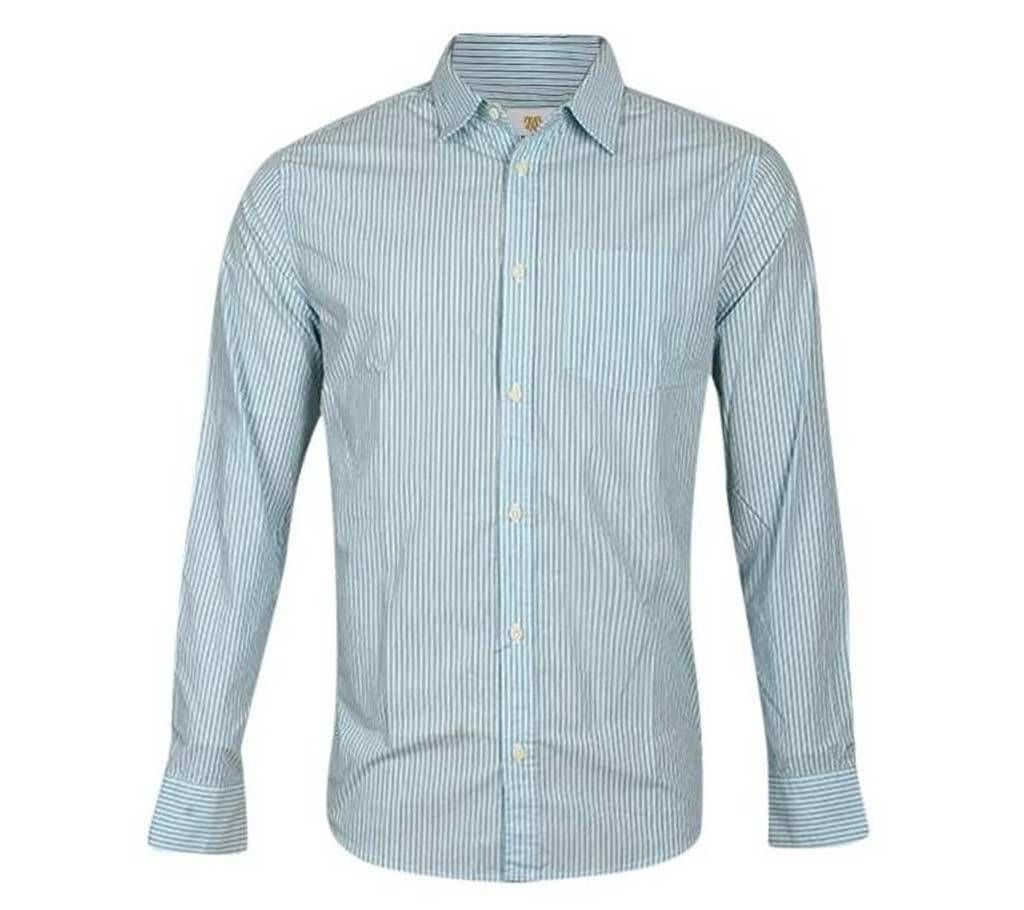 Mens Teal Cotton  Long Sleeve Shirt