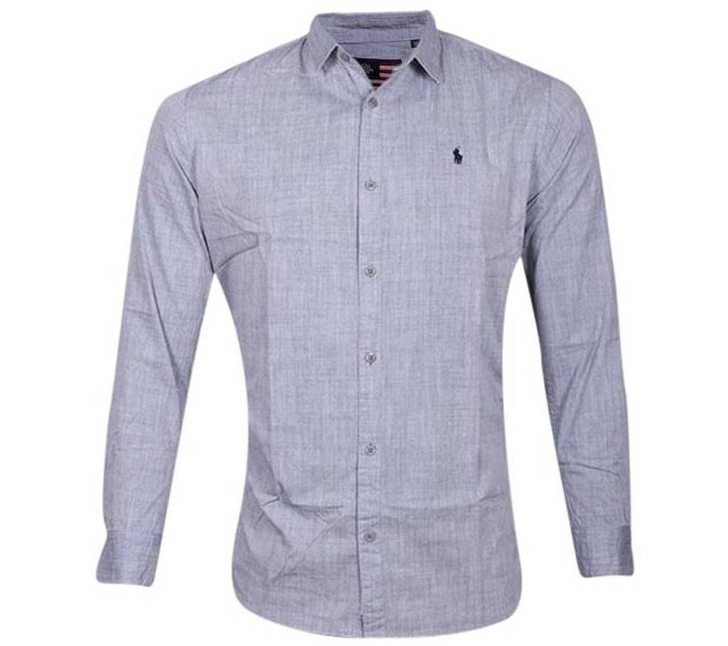 Light Ash Cotton Long Sleeve Casual Shirt for Men