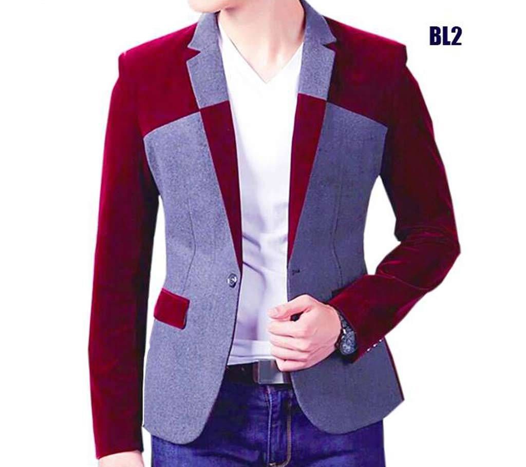Maroon Gray Blazer