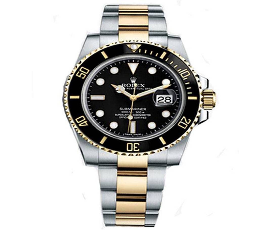 BLACK DIAL STAINLESS STEEL WATCH FOR MENS