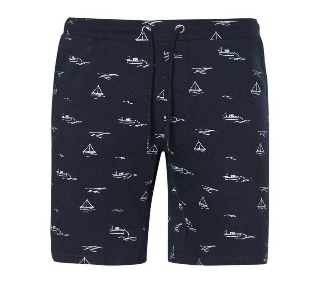 Black color printed cotton Short Pant For Men