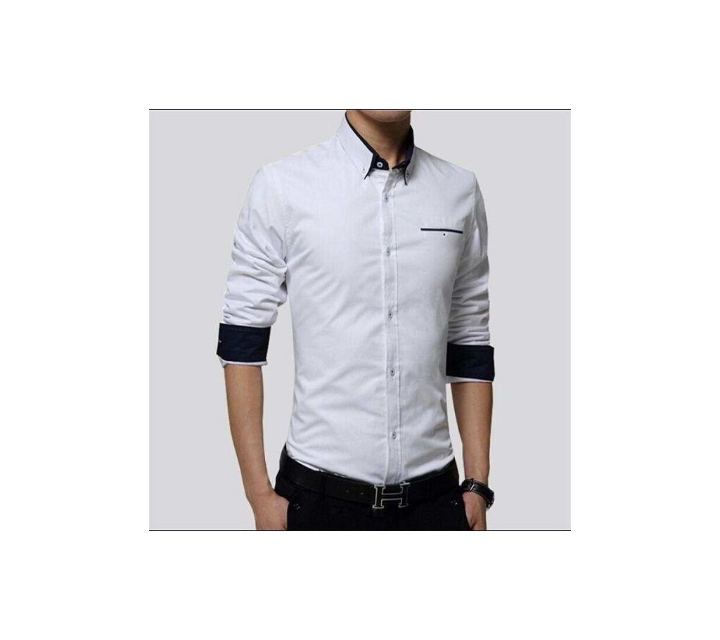 Off White Long Sleeve formal Shirt for Men