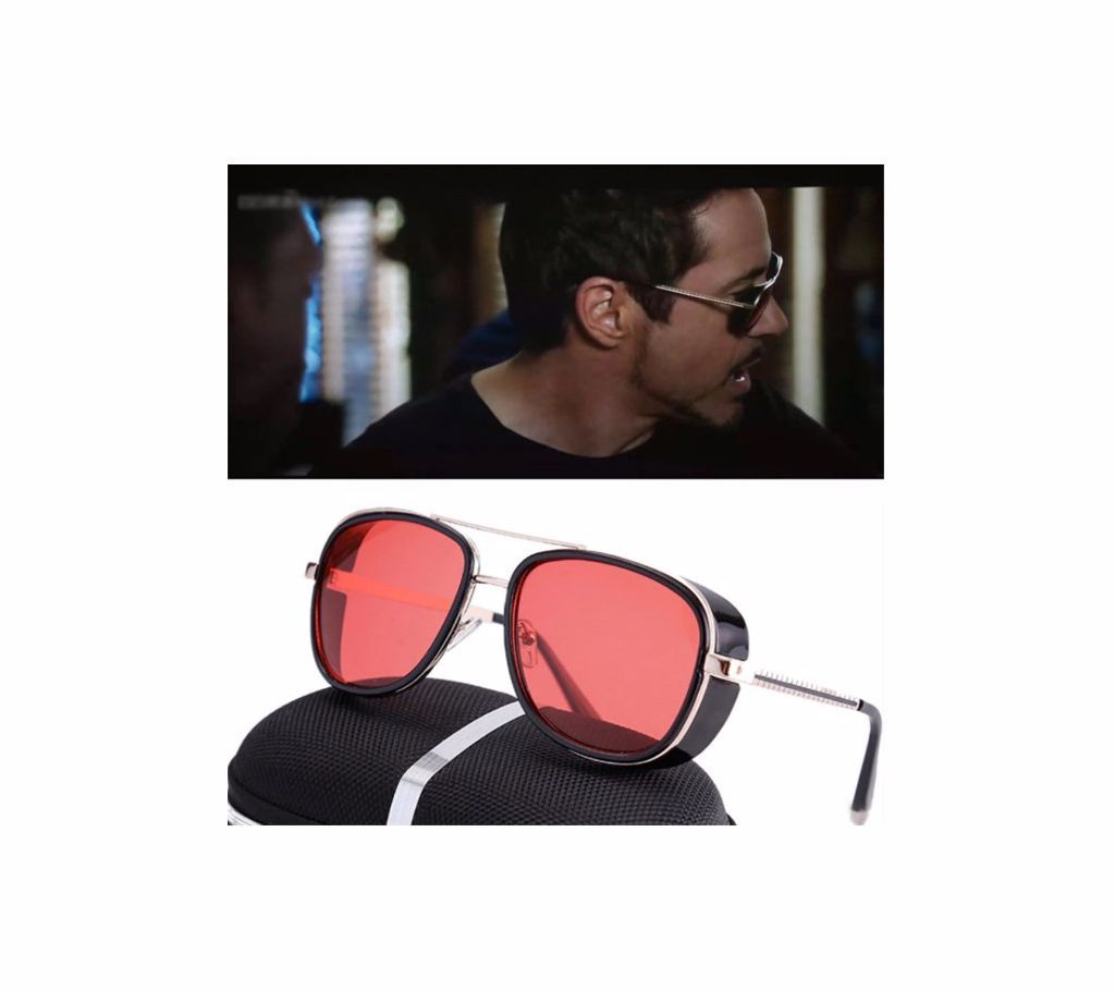 Tony Stark Red Classic Steampunk Sunglasses For Men