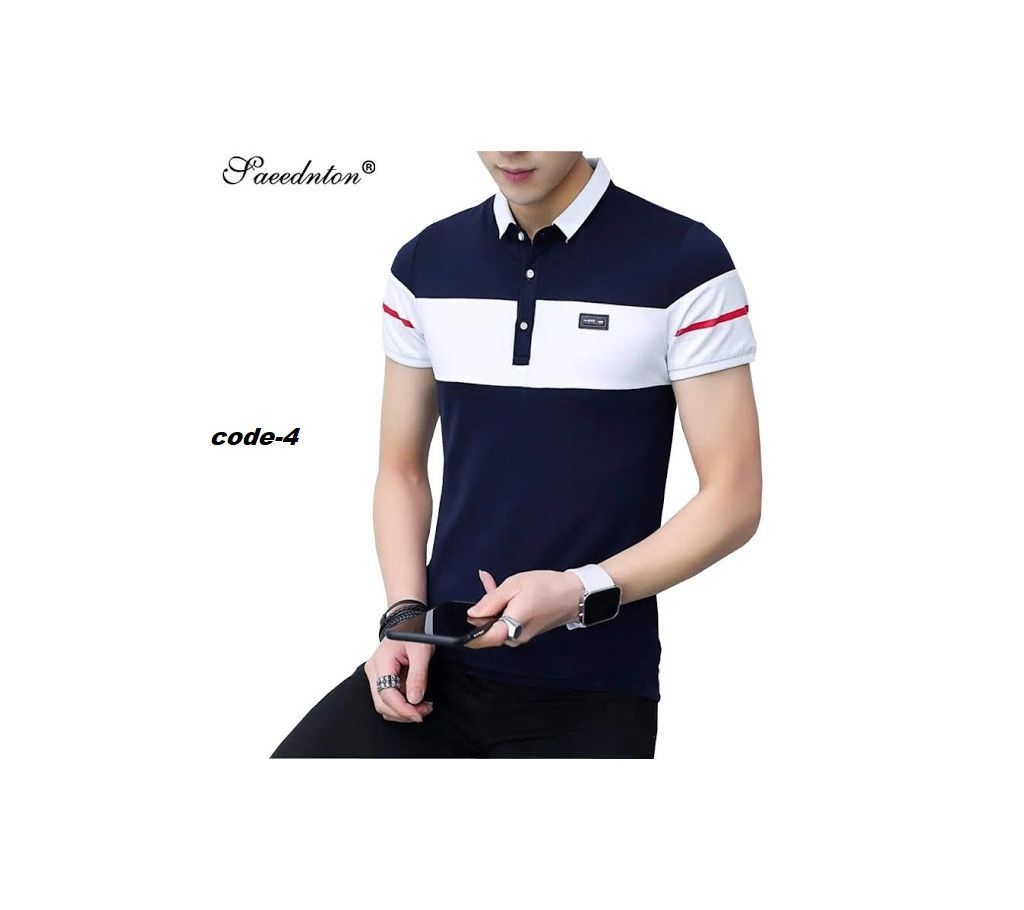 Mens Polo T-shirt blue & white