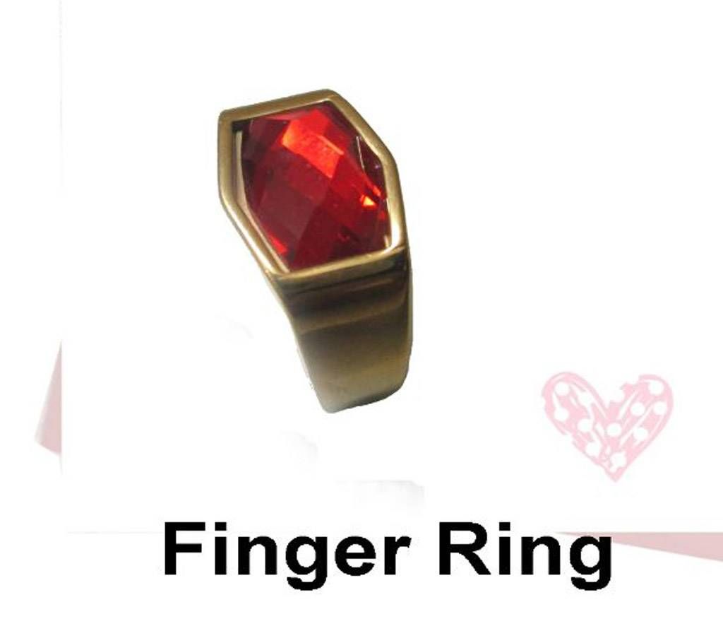 Deep Rose Natural Stone Mens Finger Ring Stainless Steel