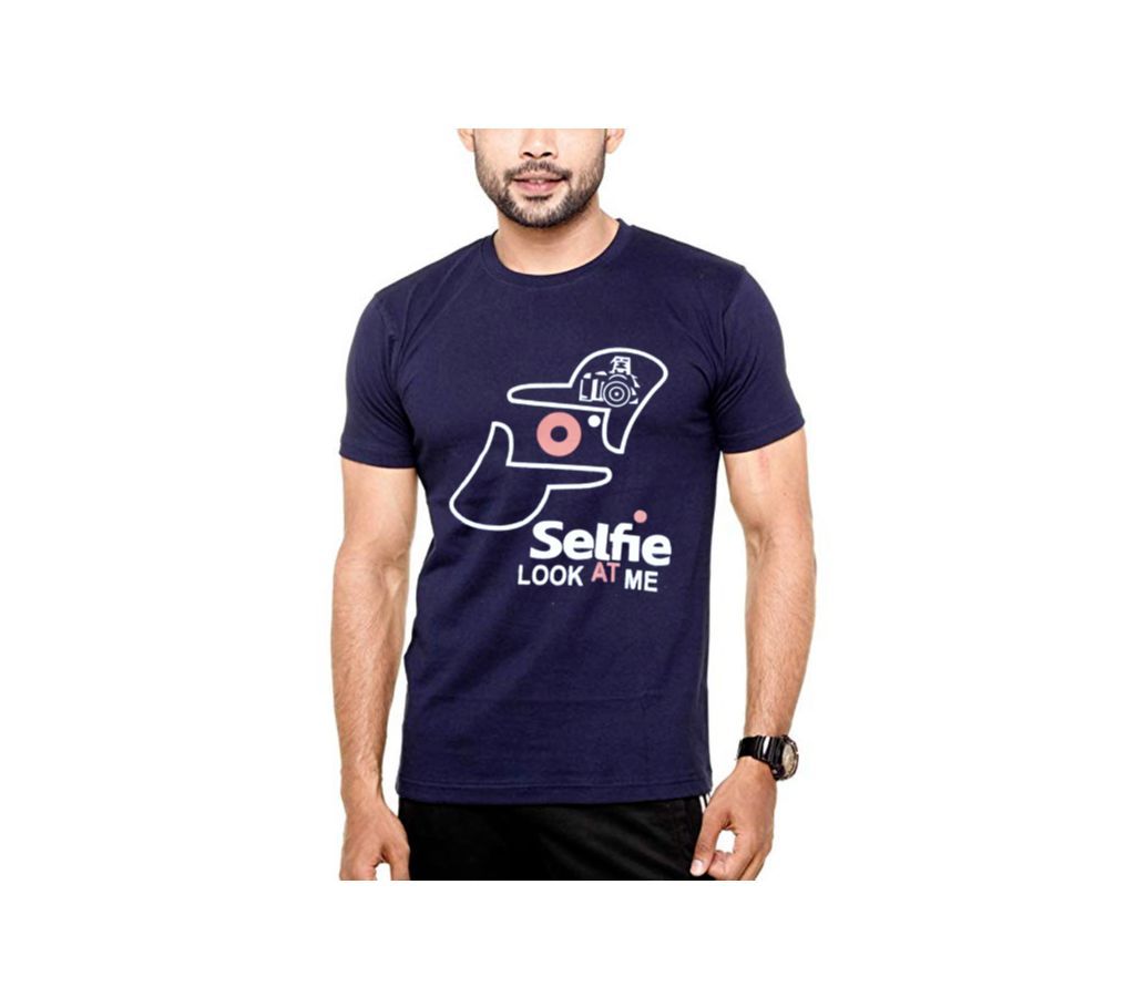 SELFI LOOK AT ME  HALF SLEEV COTTON T SHIRT