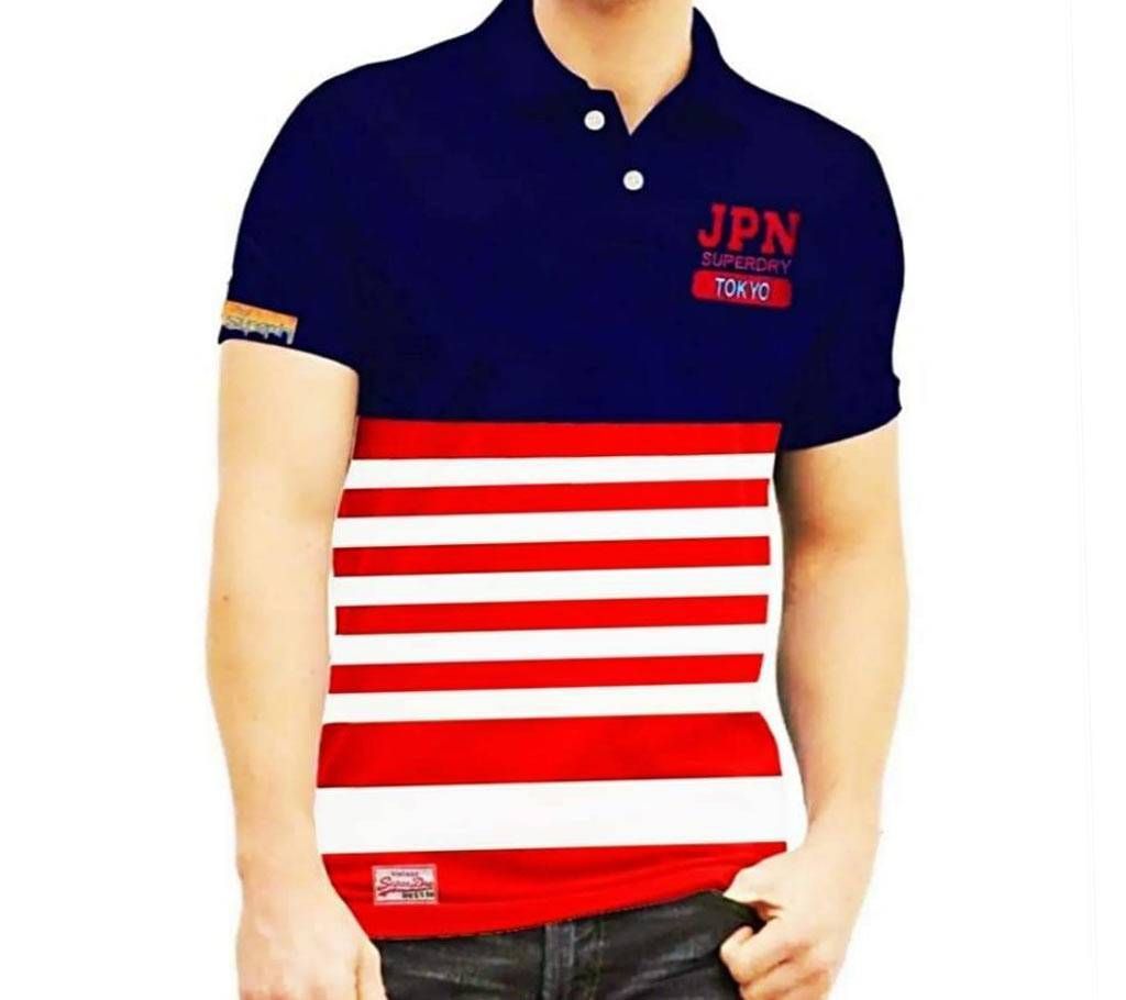 Menz Striped Cotton Polo T-Shirt