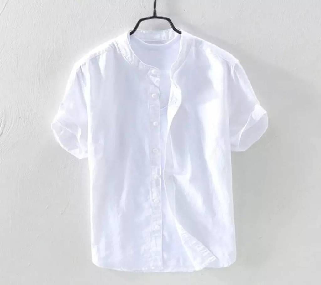 Gents Half Sleeve Casual Shirt-White Color