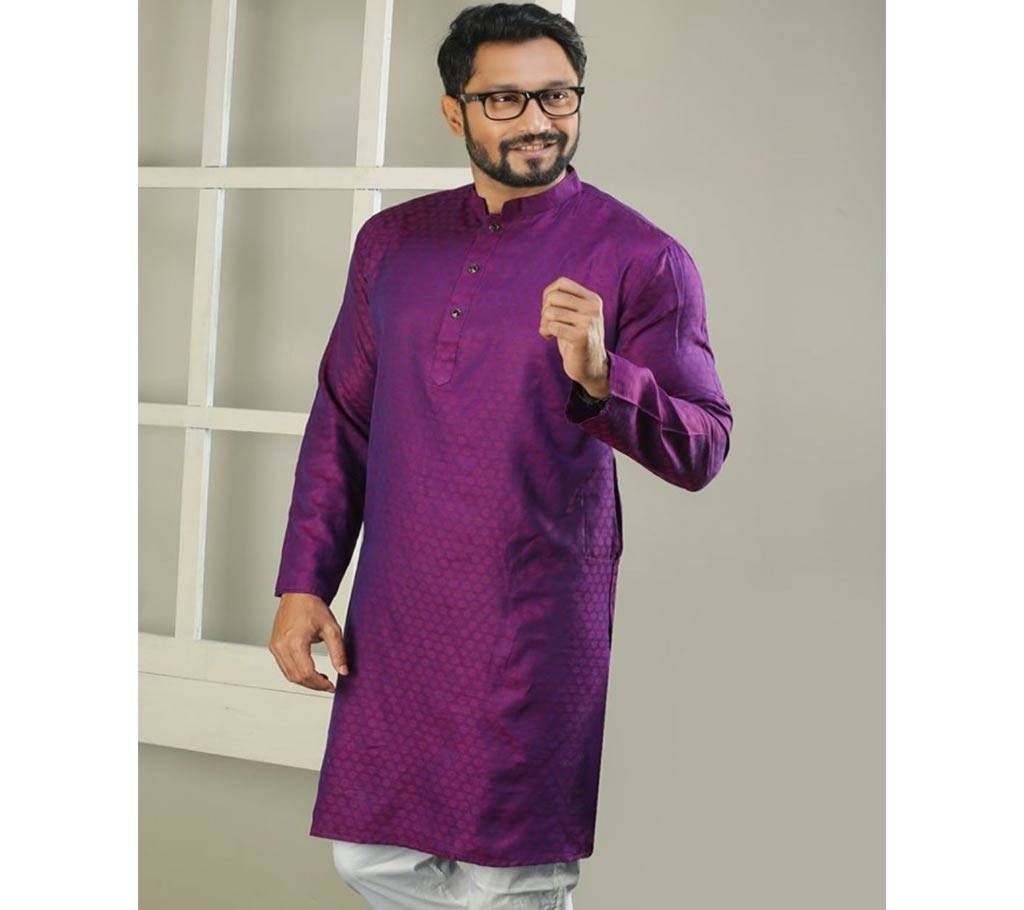 Cotton Semi Long Punjabi - Purple 