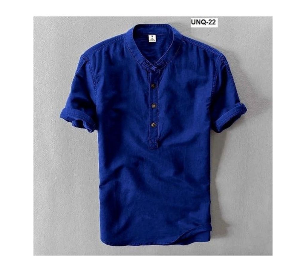 Half Sleeve Casual Cotton Shirt for Men-Blue