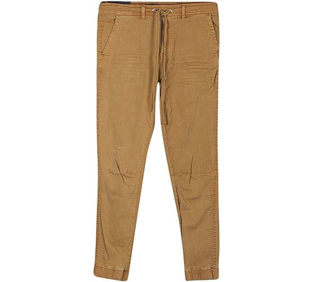 Khaki Cotton Slim Fit Jogger Pant For Men