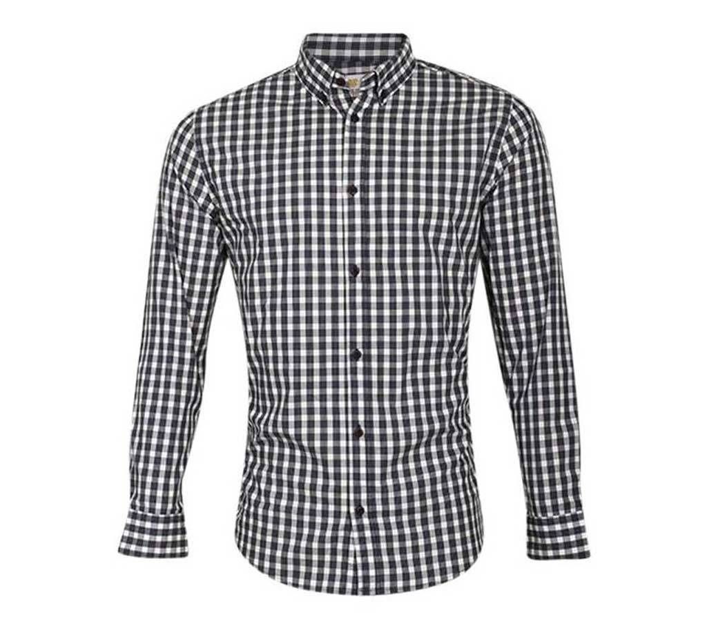 Mens check cotton long sleeve shirt