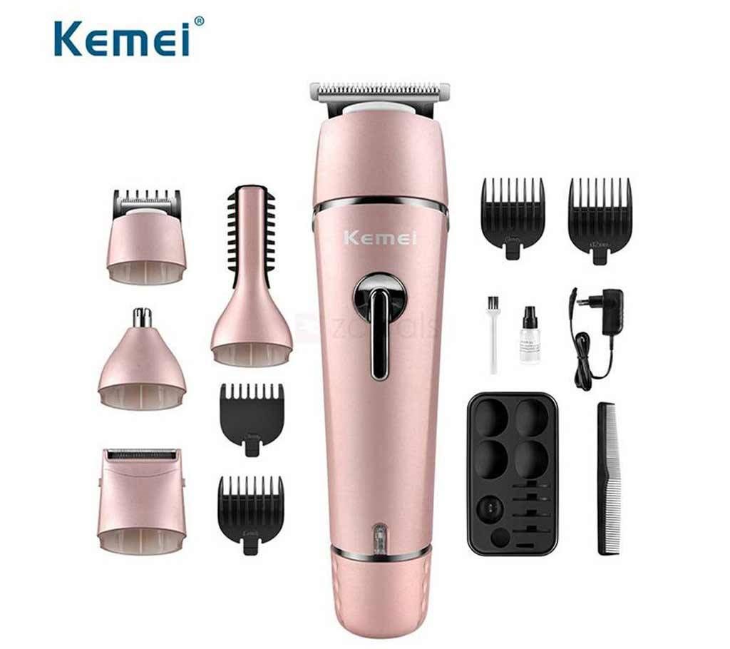 KEMEI KM-1015 Men Grooming Kit 10 In 1 Shaving Kit - Rose Gold