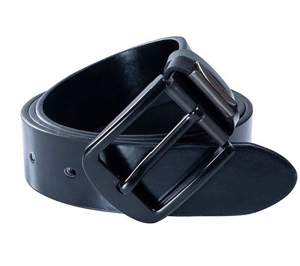 Black buckle artificial leather belt for men