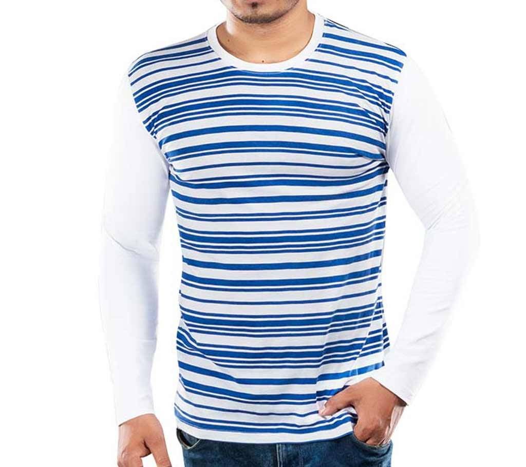 Mens Full Sleeve T-Shirt 37869 - WHITE/BLUE