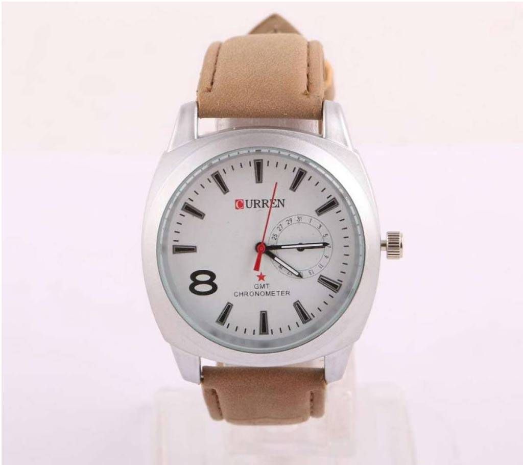 PU Leather Wrist Watch For Men (Copy) Brown 