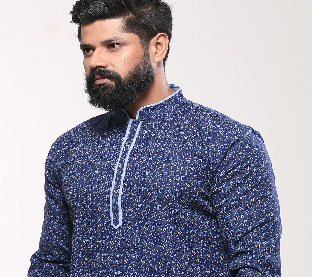 Mens Punjabi - Navy Yellow Print - MPL 25