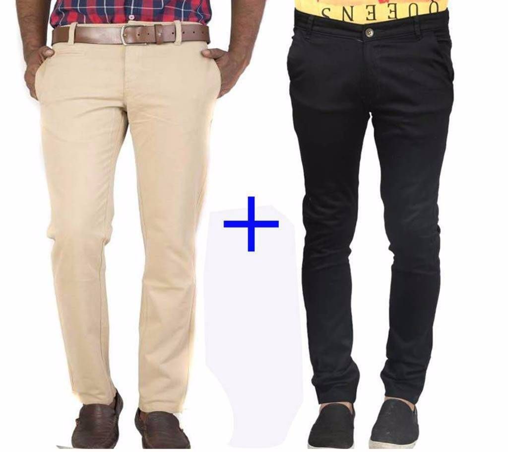 Mens Cotton Twill Gabardine Pant - 2pcs (Combo)