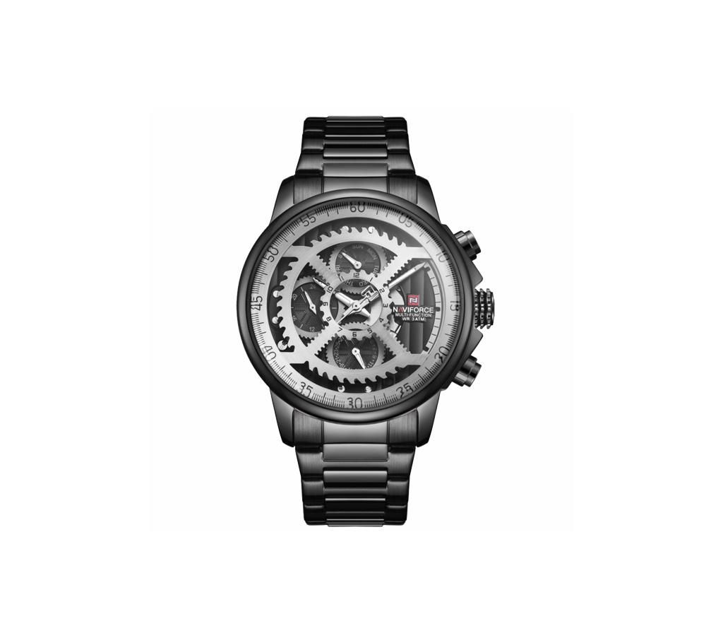NAVIFORCE NF9150 Black Stainless Steel Chronograph Watch For Men - Black & Grey