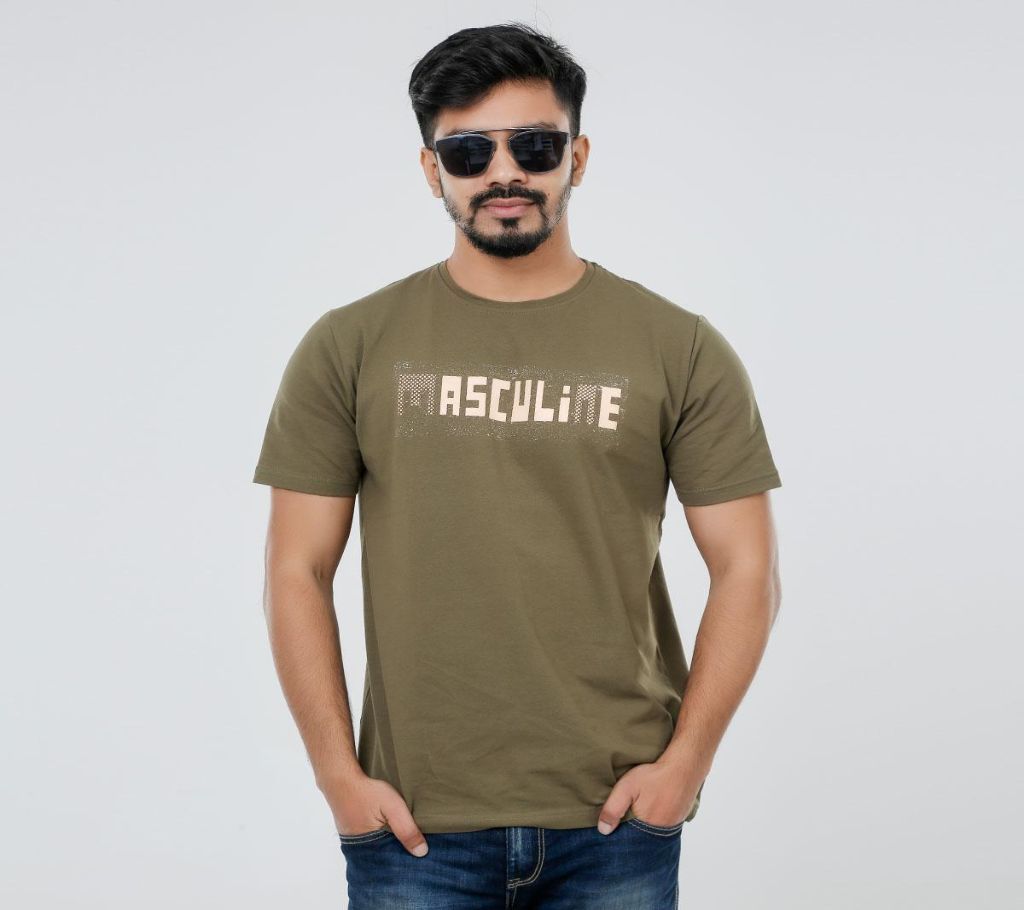 Masculine Olive Solid T-shirt For men