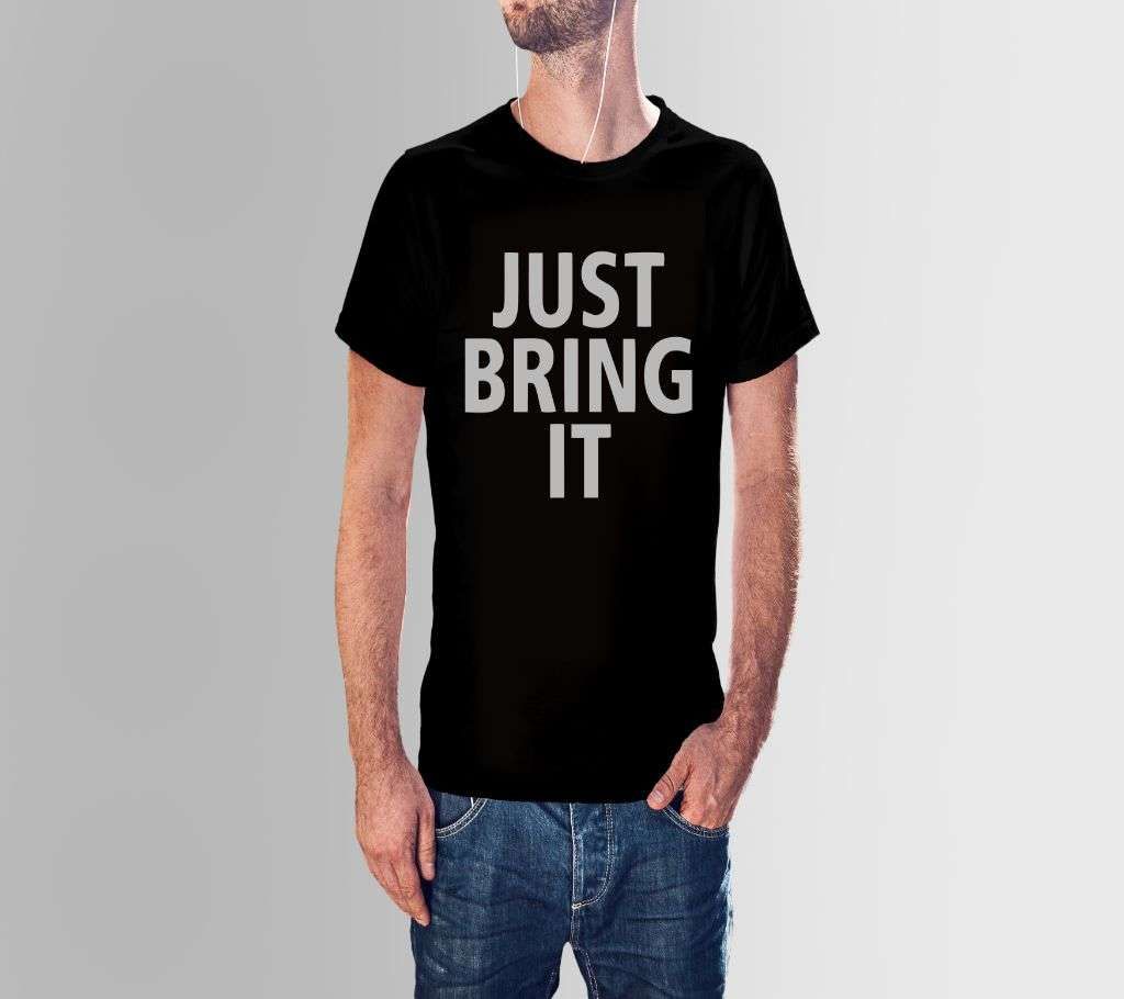 JUST BRING IT BLACK COTTON TSHIRT FOR MEN