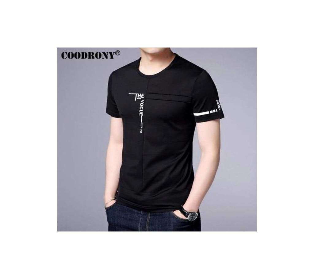 The Vogue Black Mens Half Cotton Sleeve T-shirt