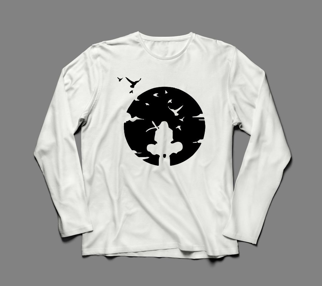 SAMURAI LONG SLEEVE WHITE  COTTON TSHIRT FOR MEN
