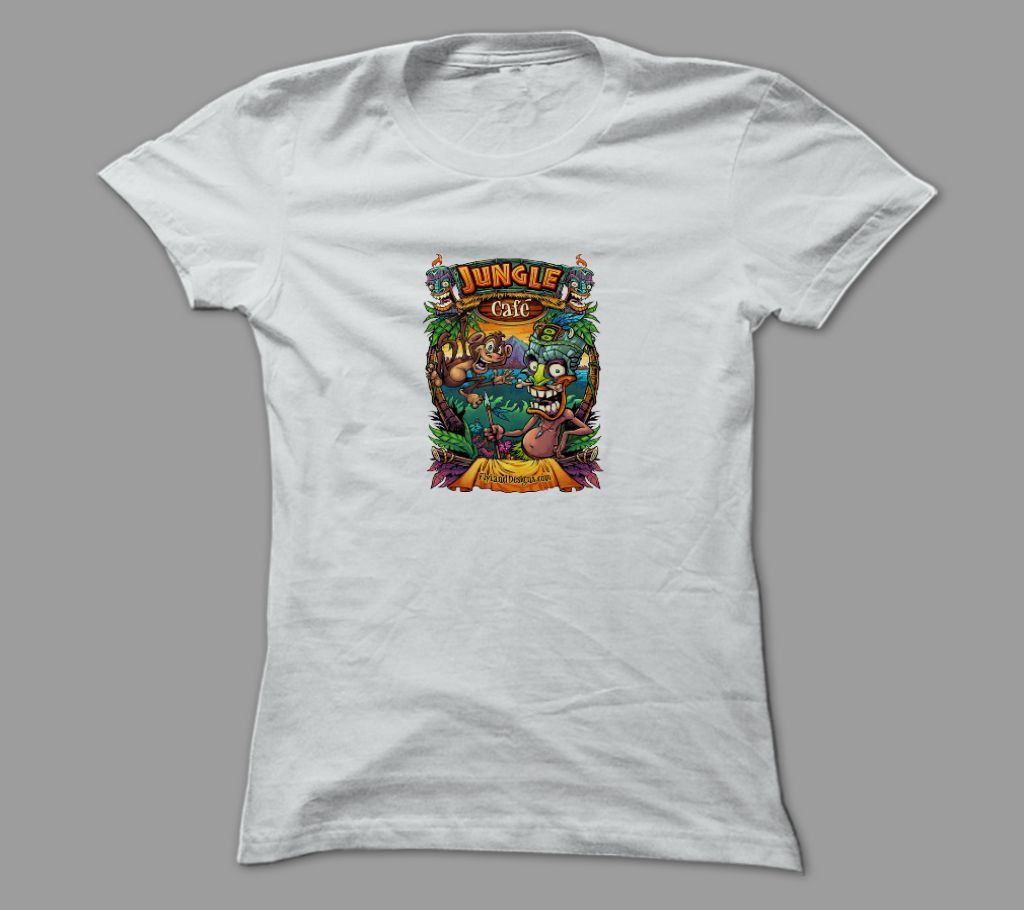 Jungle Cafe White Polyester T-Shirt