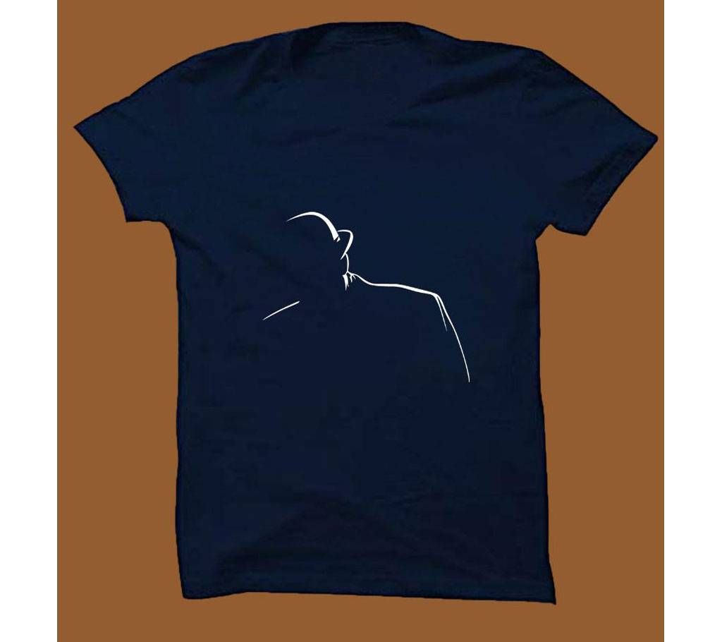 Navy Blue Cotton Short Sleeve T-Shirt for Men NBTS010