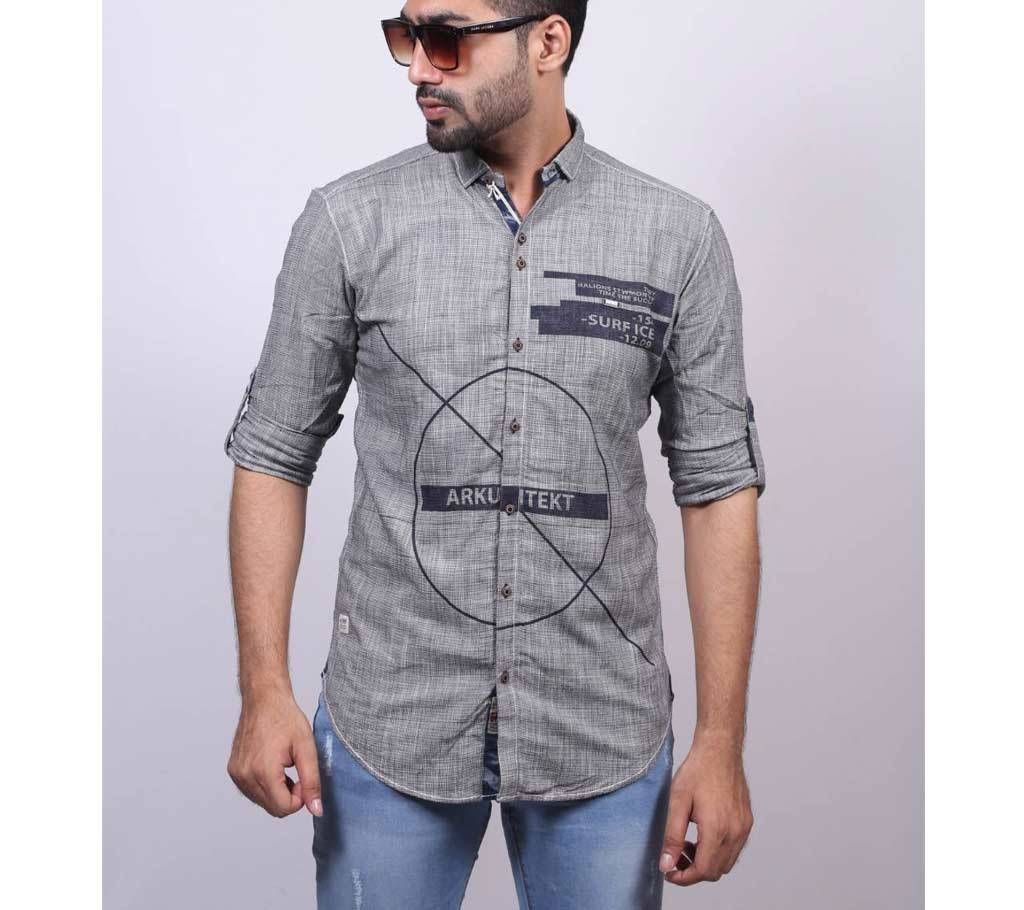 Ash Cotton Full Sleeve Shirt For Men