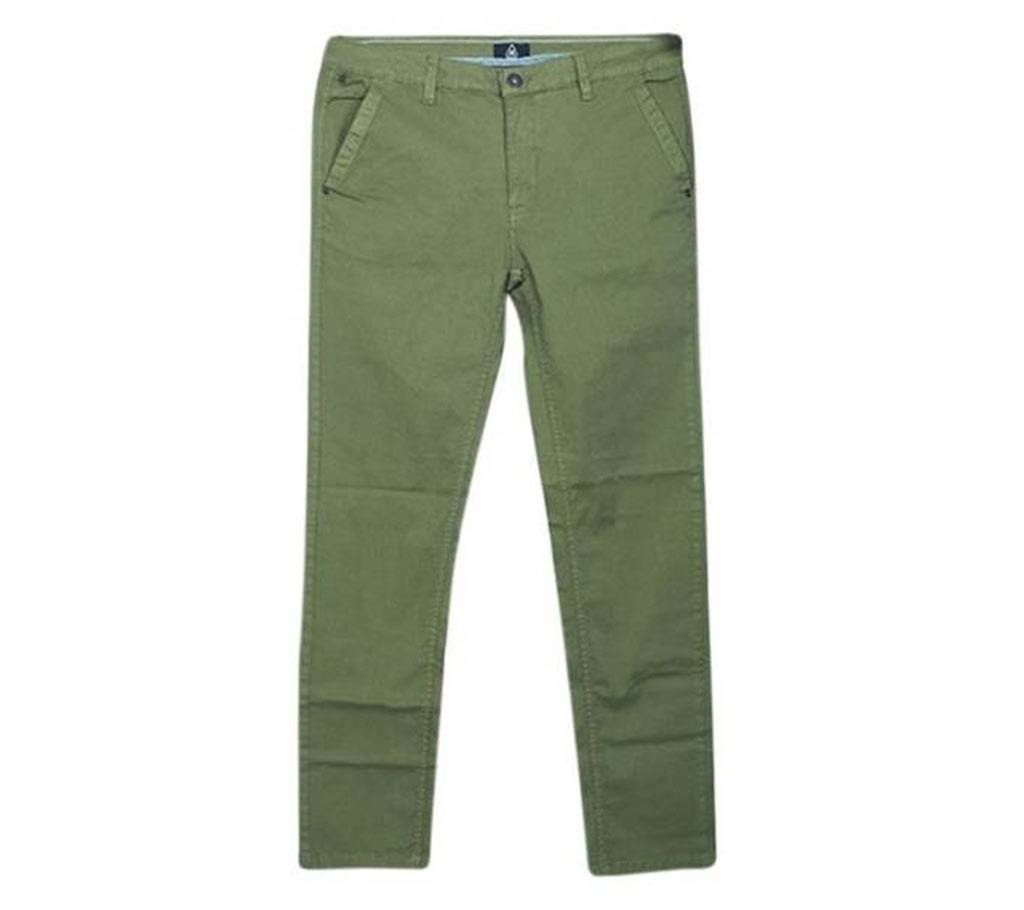 Olive Wash Cotton Slimfit Gabardine Pant for Men