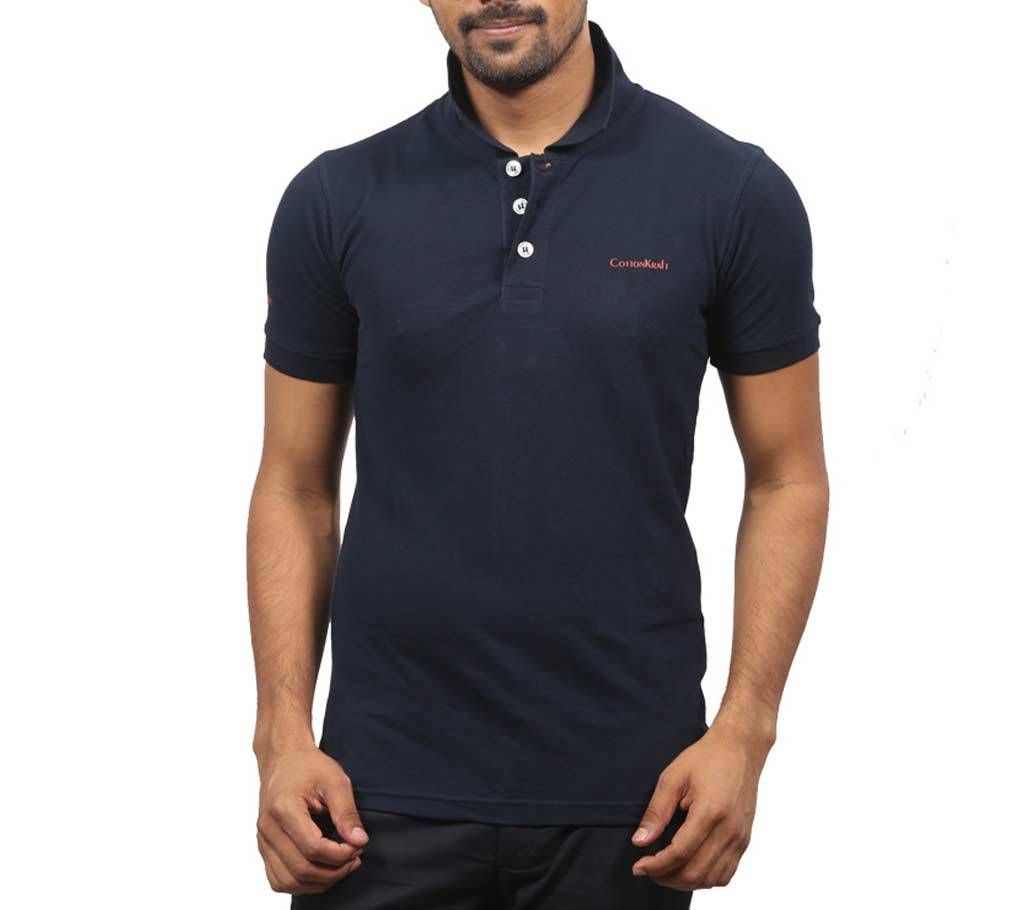Black Pique Polo for Men