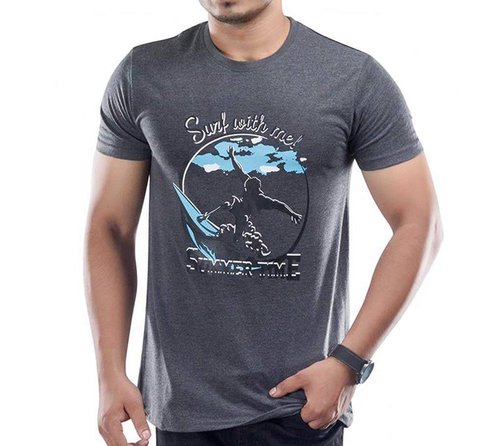 Men's Half Sleeve Cotton T-Shirt W17-MSST005 - Anthra Melange-Surf With Me		
