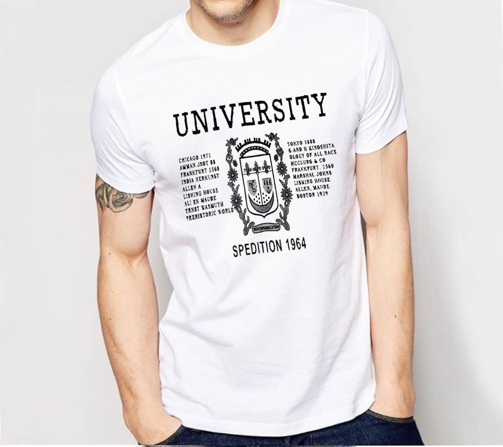 University printed T shirt for men 