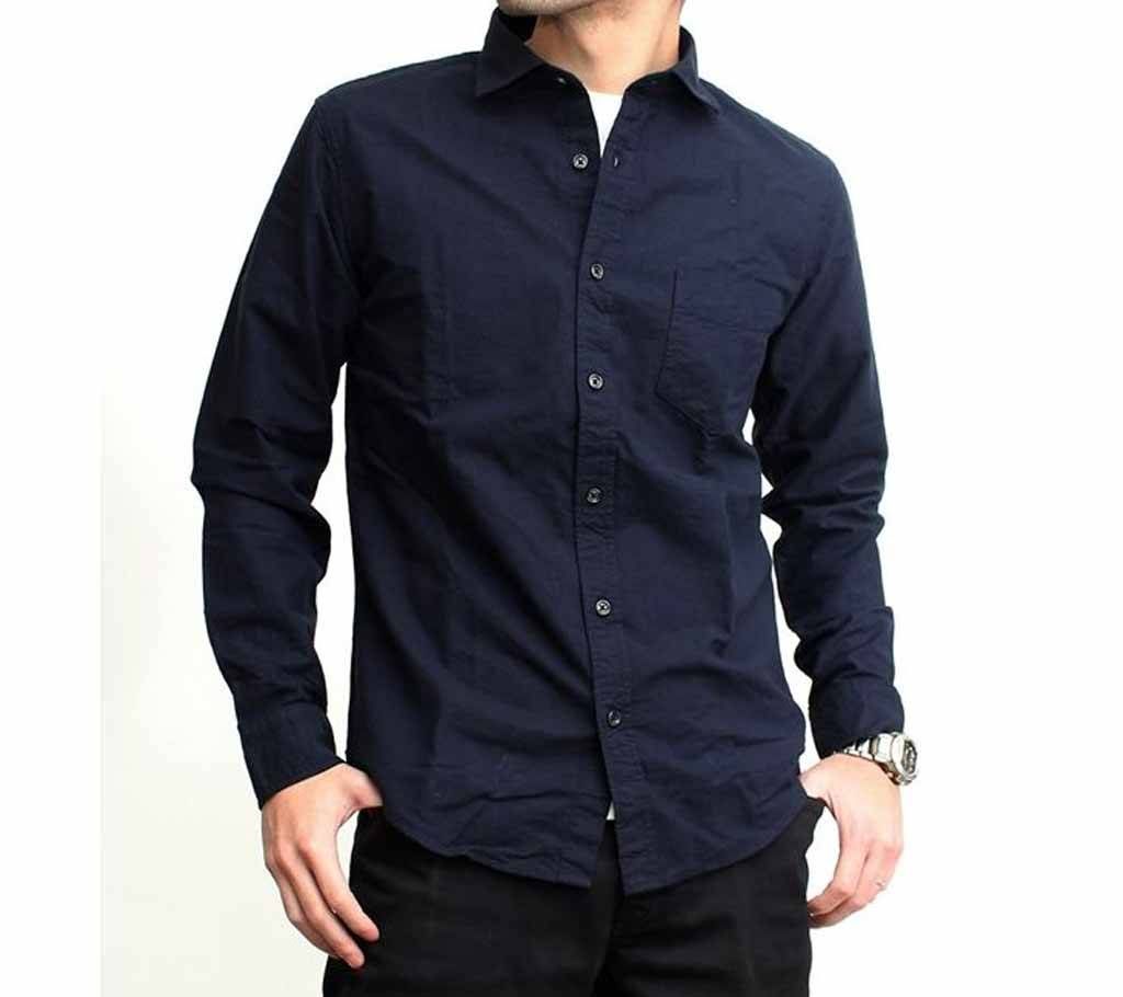 Navy Blue Gents Full Sleeve Cotton Shirt