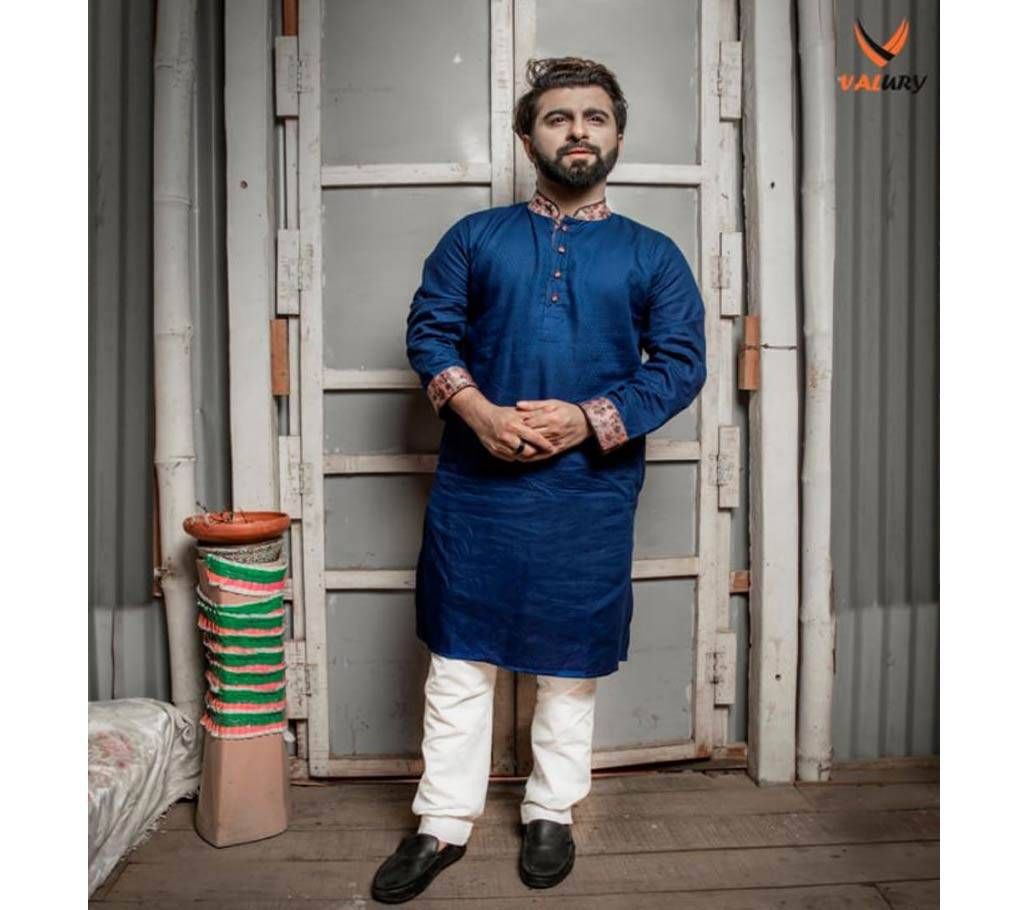 Navy Blue Contrast Cotton Panjabi