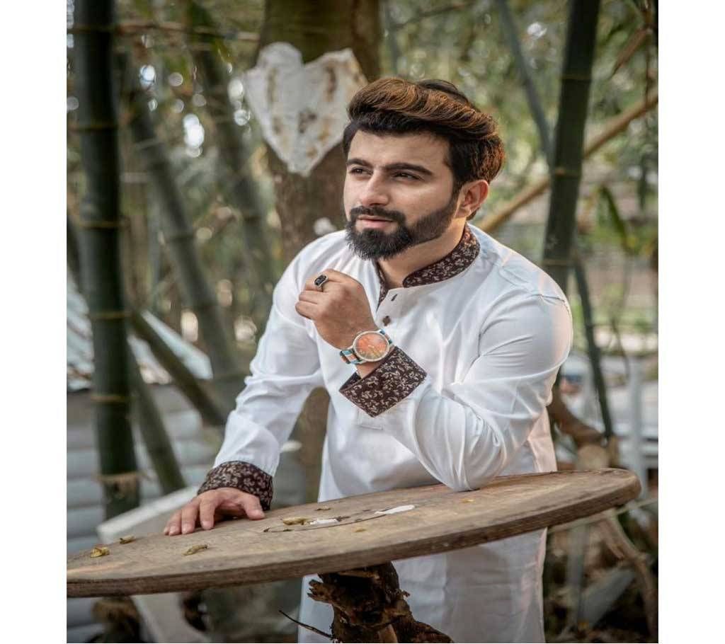 White Contrast Panjabi