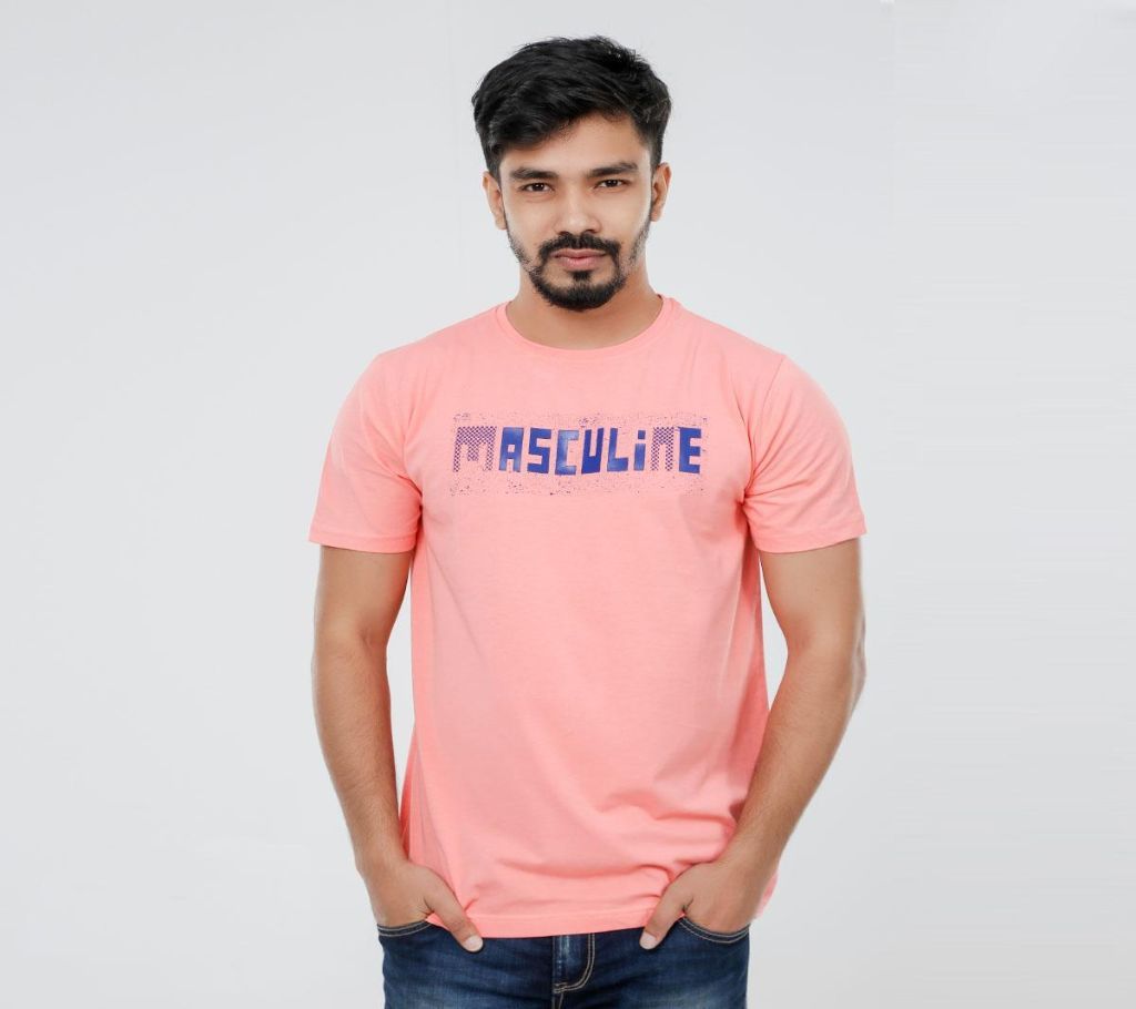 Masculine Light Pink Solid T-shirt For men