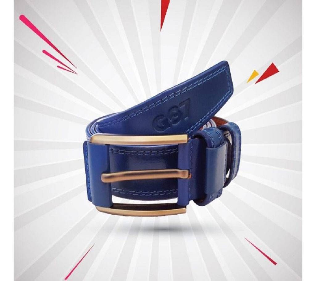 Casual Blue Leather Belt