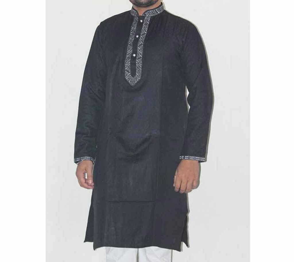 Mens Cotton Punjabi -Black