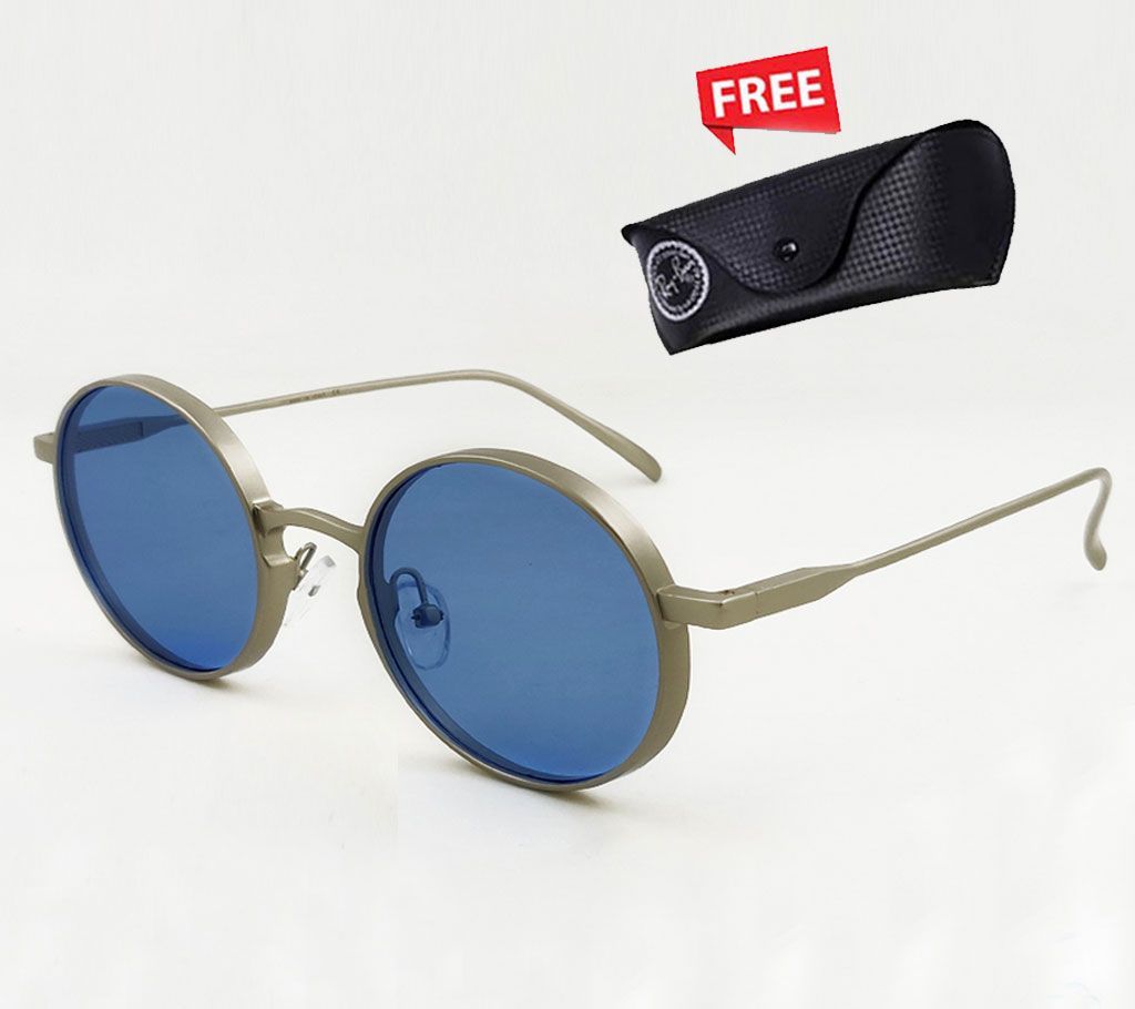 Round Shape Blue Sunglasses For Men