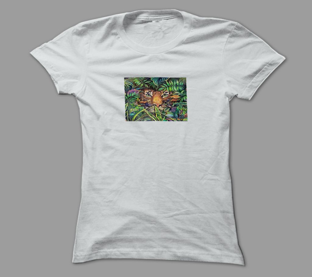 Tiger Face 2 White Polyester T-Shirt