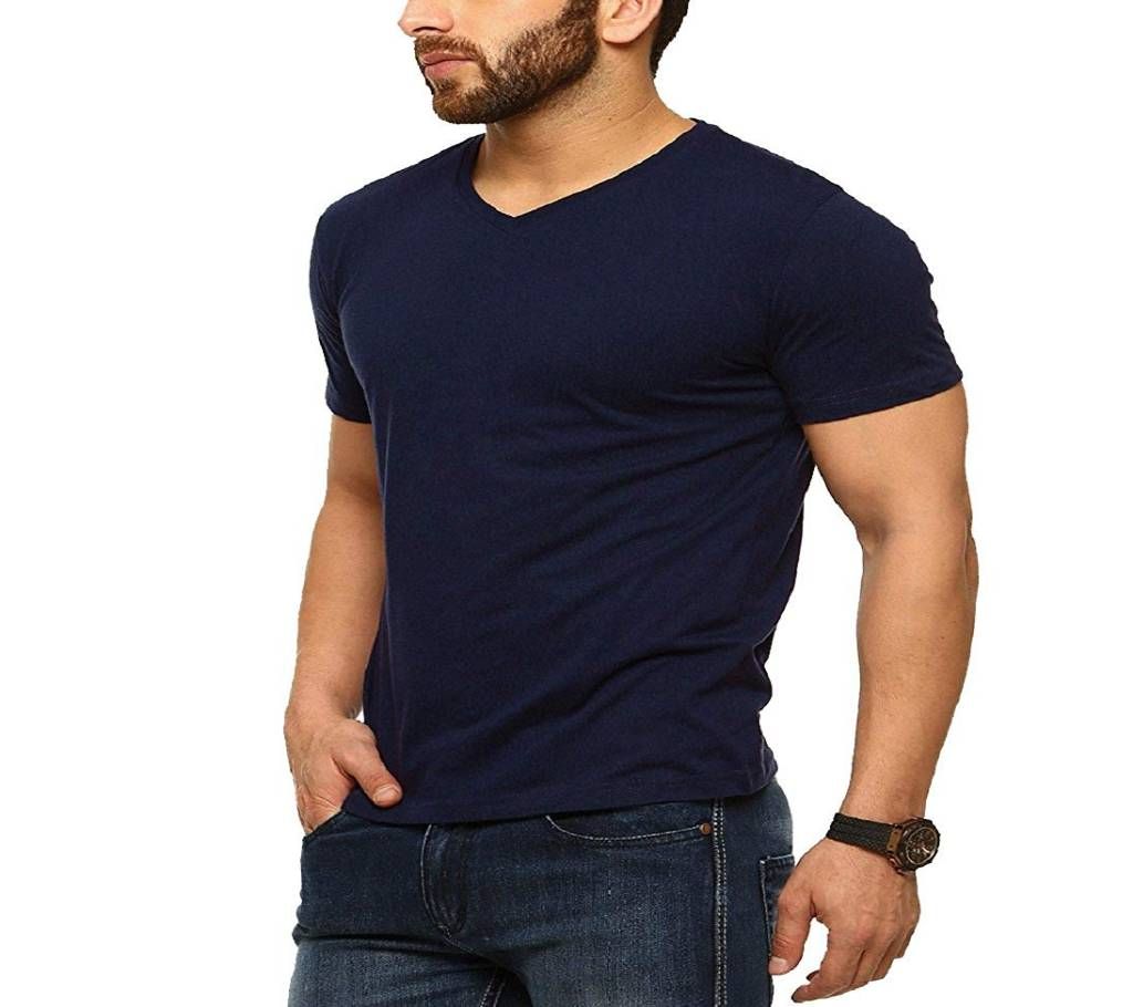 Mens half sleeve  v neck cotton t shirt