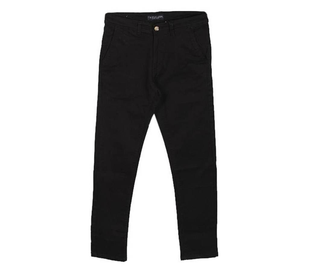 Black Cotton Gabardine Pant for Men