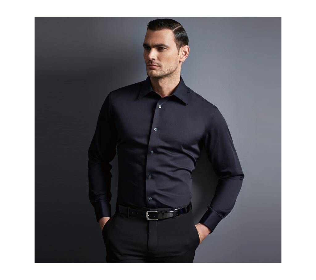 Black Cotton Formal Shirt for Men