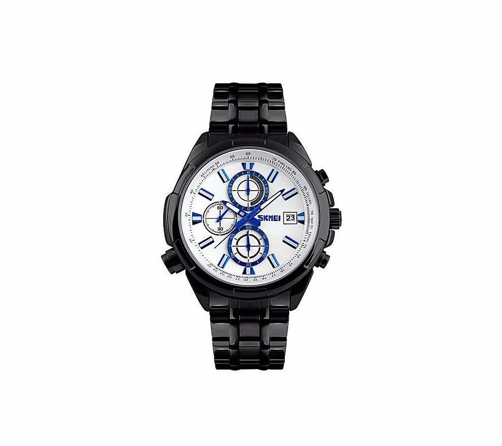 SKEMI 9107 - Black Stainless Steel Chronograph Watch for Men