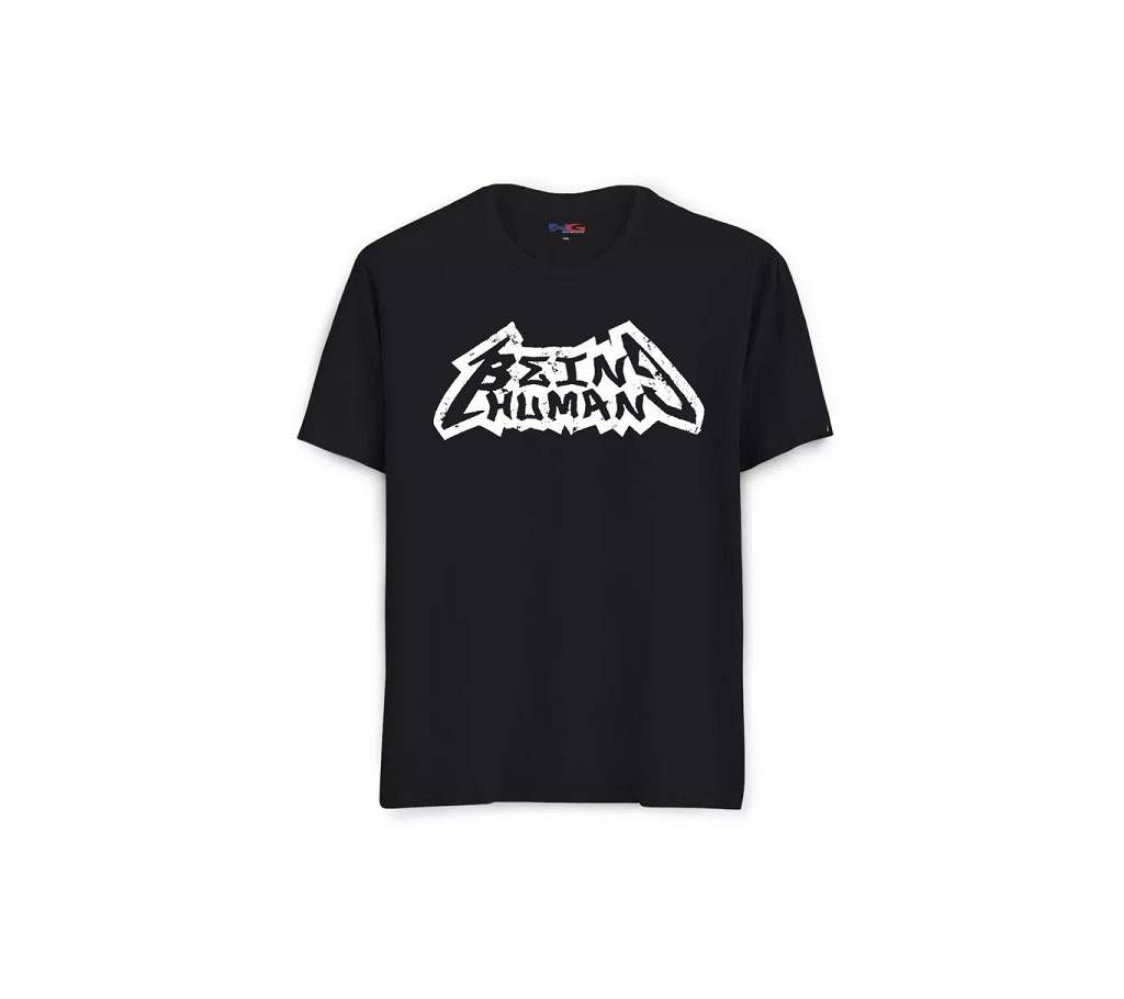 Mans Half Sleeve Coton Bing Human Text T-shirt
