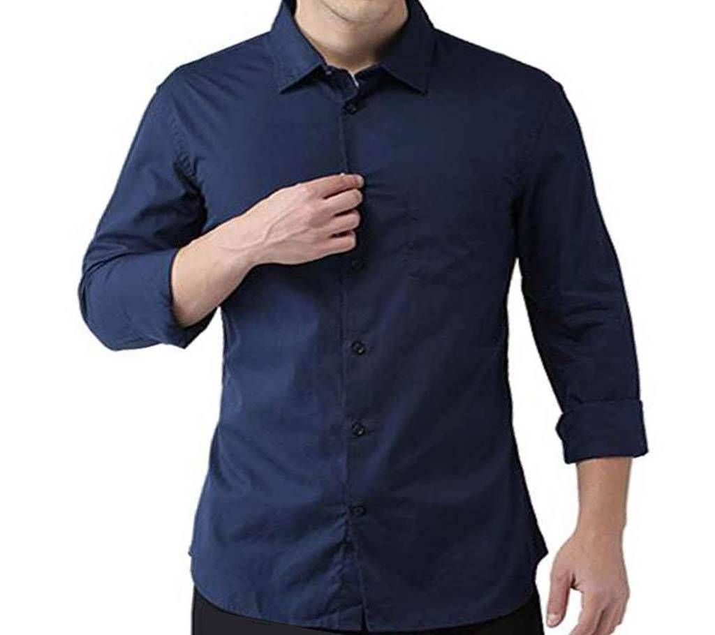 Navy Blue  Long Sleeve Formal Shirt for Men