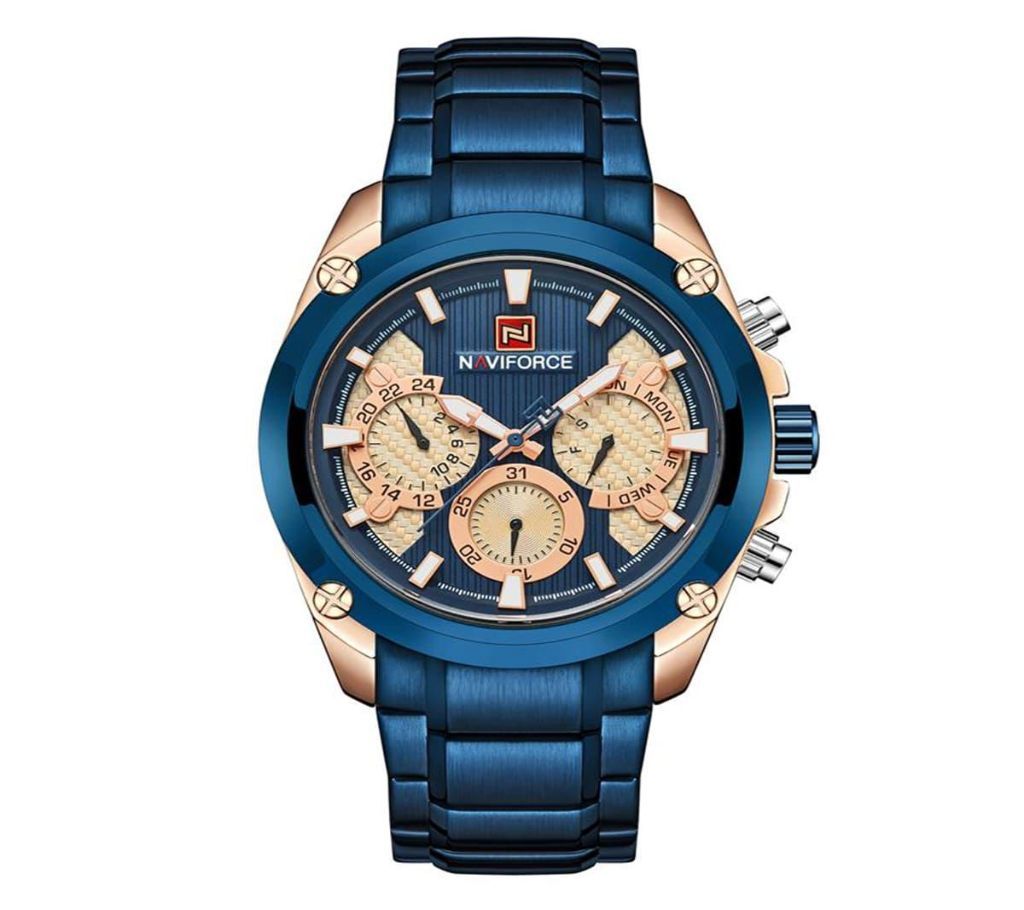 NAVIFORCE NF9113 BLUE STAINLESS STEEL CHRONOGRAPH WATCH FOR MEN