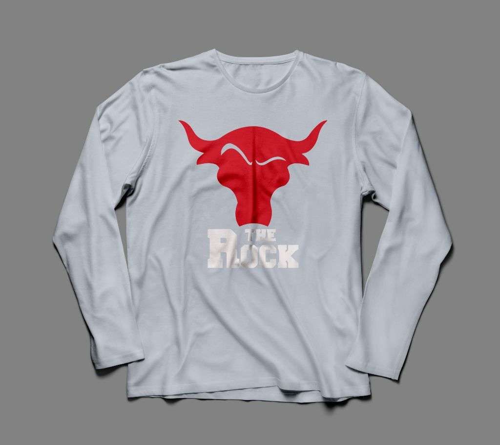 THE ROCK LONG SLEEVE WHITE COTTON TSHIRT FOR MEN